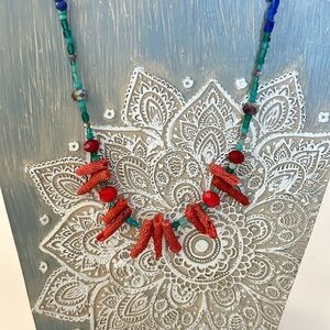 Crystal & Coral Beaded Necklace